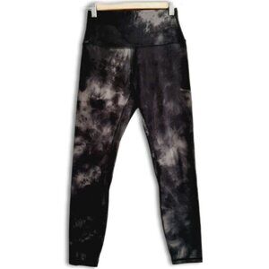 TIE-DYE \ Splatter High Waist Crop Athletic Comfy Leggings Neutral Gray Sz 6